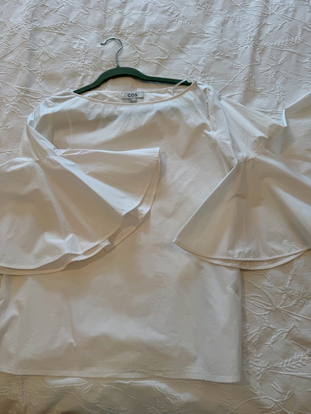 COS White Women's Cotton Top with Clean Neckline